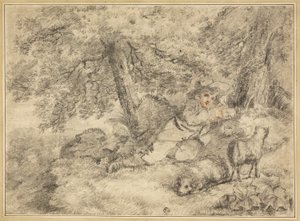 Hyrdedreng med lam i skoven af George Morland