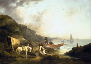 Smuglertrafik på kysten. Olie på lærred, begyndelsen af det 19. århundrede, af George Morland (1763-1804). af George Morland