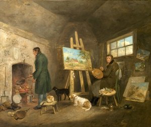Kunstneren i sit atelier og hans mand Gibbs, 1802