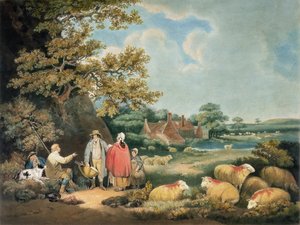 The Shepherds, indgraveret af William Ward (1766-1826), pub. af H. Morland, 1806 (mezzotintgravering)