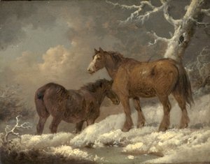 To heste i sneen af George Morland