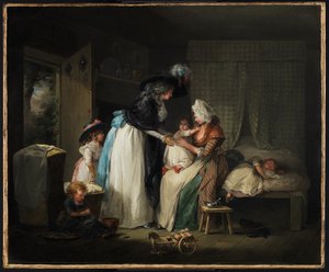 Besøg hos barnet hos sygeplejersken af George Morland
