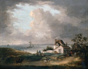 Weymouth Bay med en fjern udsigt over havnen og Portland Bill af George Morland