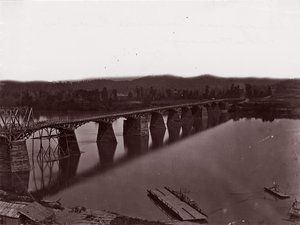 Bro over Tennessee River ved Chattanooga, ca. 1864. af George N. Barnard