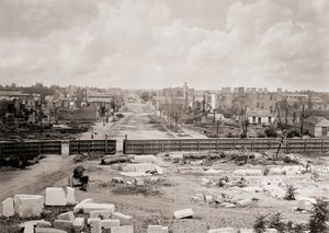 Columbia, South Carolina, USA efter brand i 1865 (s/h-billede)