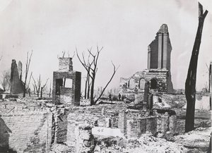 Ruinerne af Chicago Historical Society-bygningen efter Great Chicago Fire, 1871