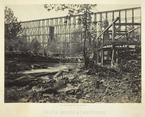 Trestle Bridge ved Whiteside, 1864. af George N. Barnard