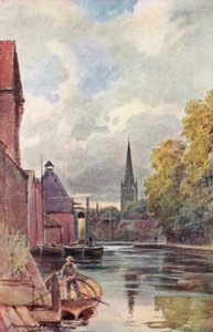 Katedralen fra King Street Ferry (farve litho)