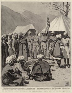 Ekspeditionen mod Bunerwals, indfødte overgiver våben og betaler deres bøder af George Percy Jacomb Hood
