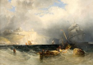 Franske fiskerbåde i en kuling af vind fra Dover