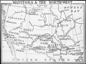 Kort over Manitoba og det nordvestlige, Canada, c1893