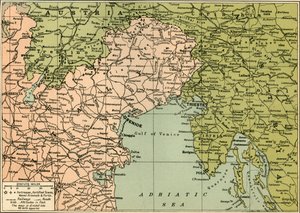 Kort over den italienske kampfront, 1919.