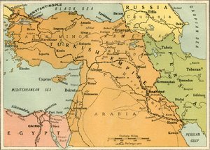 Kort til illustration af den mesopotamiske ekspedition, 1919.