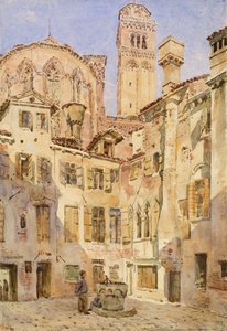 Frari-kirken, Venedig, fra Campiello San Rocco, 1854