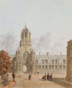 Tom Tower, Christ Church fra Pembroke Square, Oxford, 1849 (blæk & wc på papir)