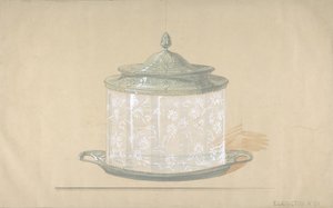 Design til en glasæske med sølvbund og låg, 1820-65. af George Richards Elkington