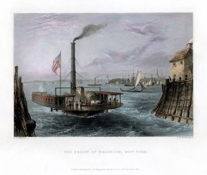 Færgen i Brooklyn, New York, USA, 1838. af George Richardson