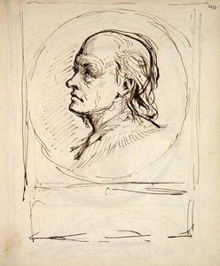 Portræt af William Blake, fra en notesbog brugt af kunstneren til skitser og noter (blæk på papir) af George Richmond