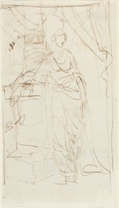 En elegant dame i klassisk påklædning [forsiden] af George Romney