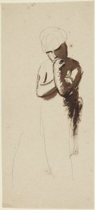 Barn med hånden ved hagen af George Romney