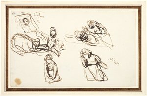 Børn siddende på jorden, muligvis studier til »Infant Shakespeare med tragedie og komedie« af George Romney