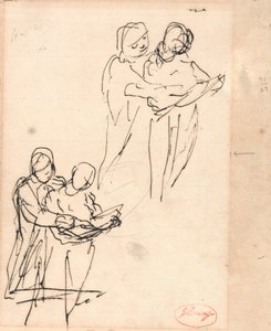 Par undersøger en bog af George Romney