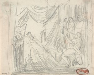 David spiller på harpe for kong Saul af George Romney