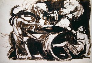 Drøm om Atossa (pen & blæk og vask over grafit på papir) af George Romney