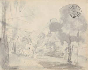 Lysning med træer af George Romney