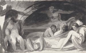 Howard besøger et fængsel (pen og blæk og vask over grafit på lagt papir) af George Romney