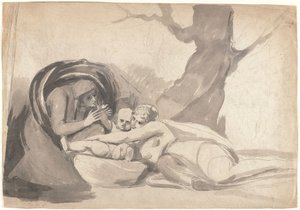 Den unge Shakespeare, opfostret af tragedien og komedien af George Romney