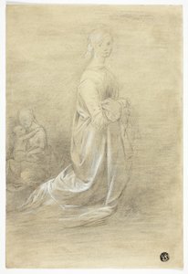 Knælende kvinde, siddende mor og barn af George Romney