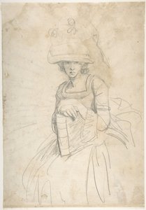 Dame med en bog (forsiden); Skitse til placering af farver på en palet (bagsiden) af George Romney