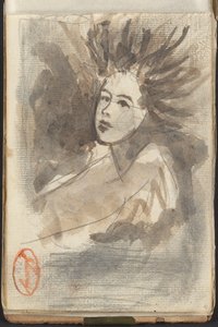 Dame med bølgende hår af George Romney