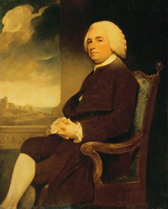 Portræt af Michael Russell, siddende, med Dover Castle bagved (olie på lærred) af George Romney
