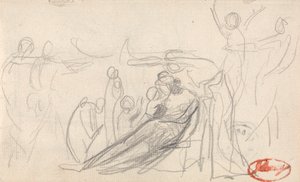 Liggende figur med børn og andre figurer af George Romney