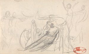 Liggende figur med børn og andre figurer af George Romney