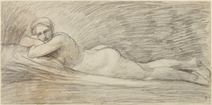 Liggende kvindelig nøgenfigur af George Romney