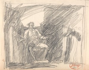 Siddende figur omgivet af ledsagere af George Romney