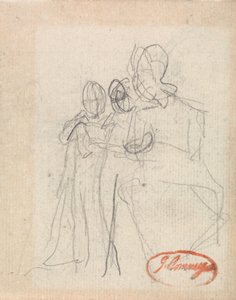 Siddende figur med to børn af George Romney