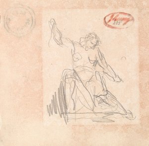Siddende figur med løftet arm af George Romney