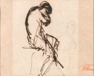 Siddende kvinde, let draperet af George Romney