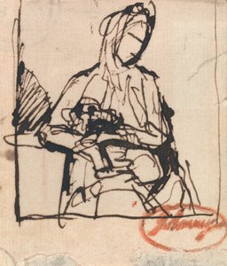 Siddende kvinde: Muligvis fru Harris af George Romney