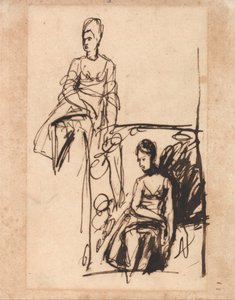 Siddende kvinde, to studier af George Romney