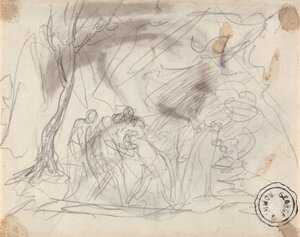 Skitse til Canidia og de unge af George Romney