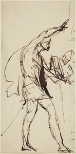 Skitse til Macbeth-figuren i festmåltidsscenen fra »Macbeth« af George Romney