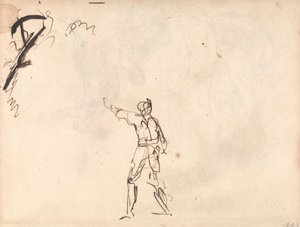 Stående figur med løftet arm, muligvis Macbeth af George Romney