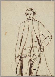 Stående mandlig figur, venstre hånd på hoften, portrætstudie af George Romney