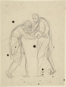 Stående mandlige og kvindelige figurer, der holder et spædbarn af George Romney