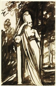Stående kvinde ved en stele af George Romney